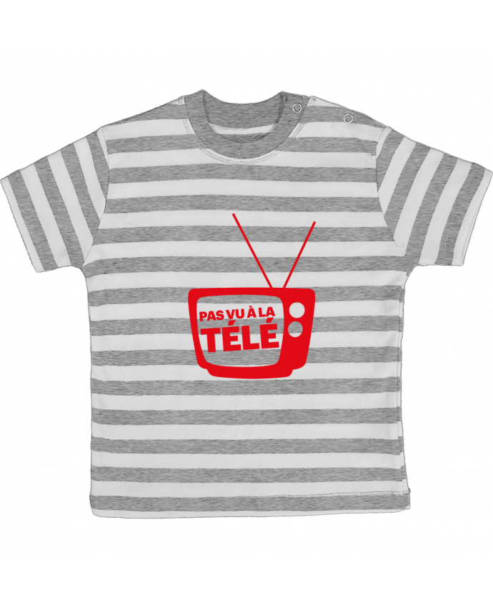 Tee-shirt bébé à rayures Pas vu à la télé par Rickydule