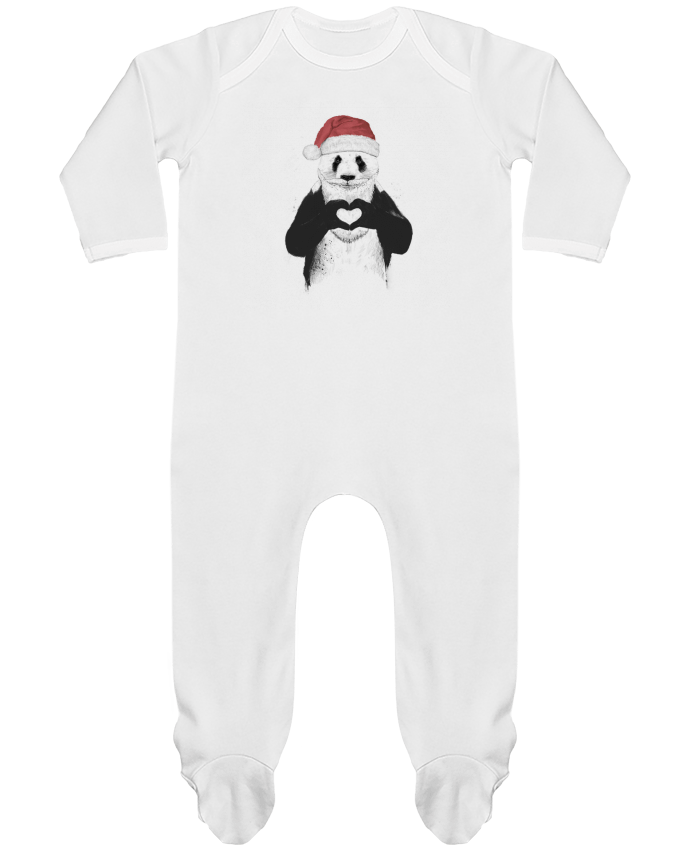 Baby Sleeper long sleeves Contrast Santa Panda by Balàzs Solti