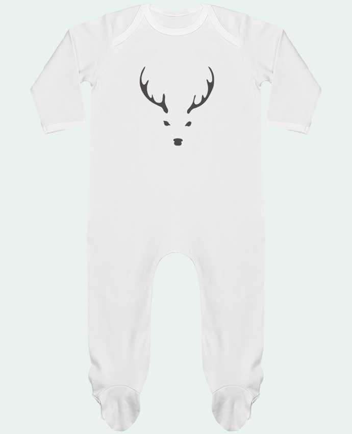 Baby Sleeper long sleeves Contrast WHITE DEER by Morozinka