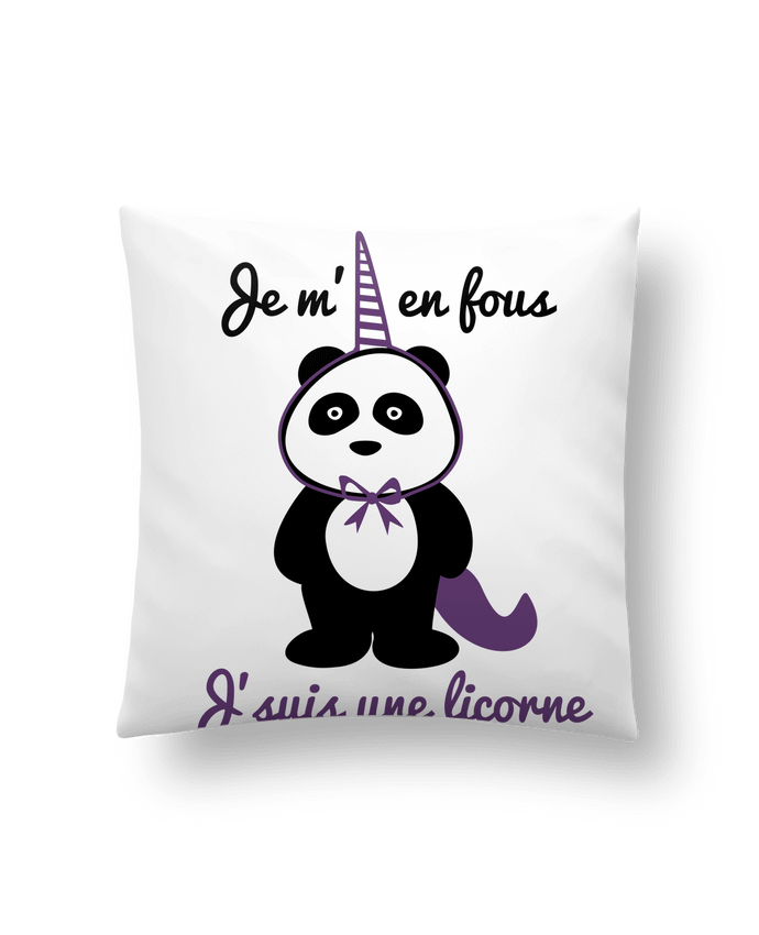 Cushion synthetic soft 45 x 45 cm Je m'en fous j'suis une licorne, panda by Benichan