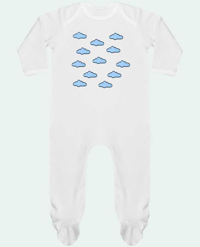 Baby Sleeper long sleeves Contrast Nuages bleus by SuzonCreations