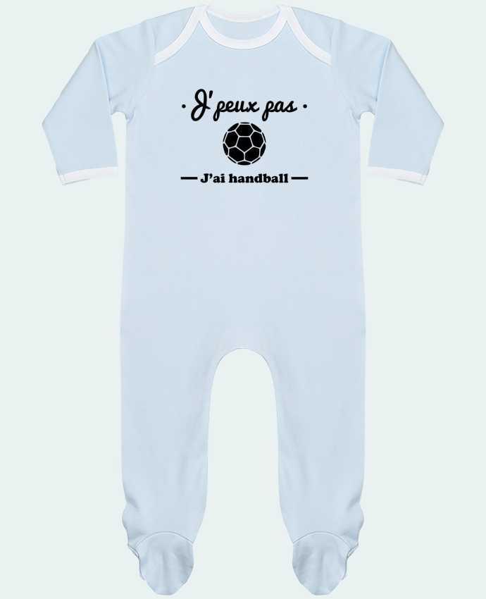Baby Sleeper long sleeves Contrast J'peux pas j'ai handball ,  tee shirt handball, hand by Benichan