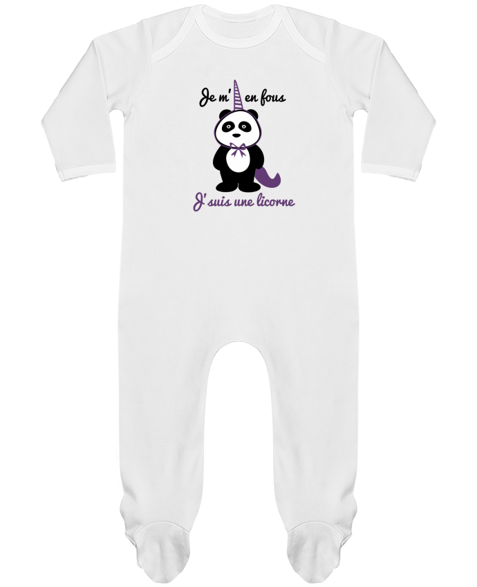 Baby Sleeper long sleeves Contrast Je m'en fous j'suis une licorne, panda by Benichan