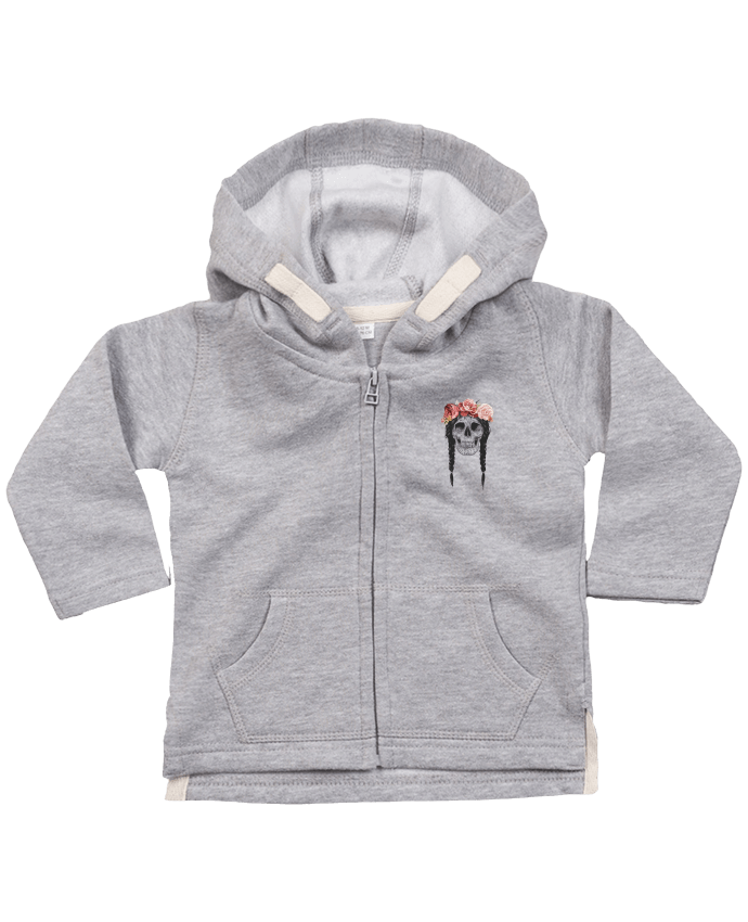 Hoddie with zip for baby Festival Skull by Balàzs Solti