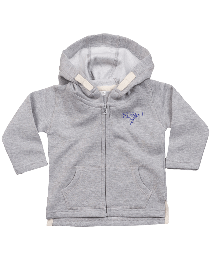 Hoddie with zip for baby J'aime pas l'école by tunetoo