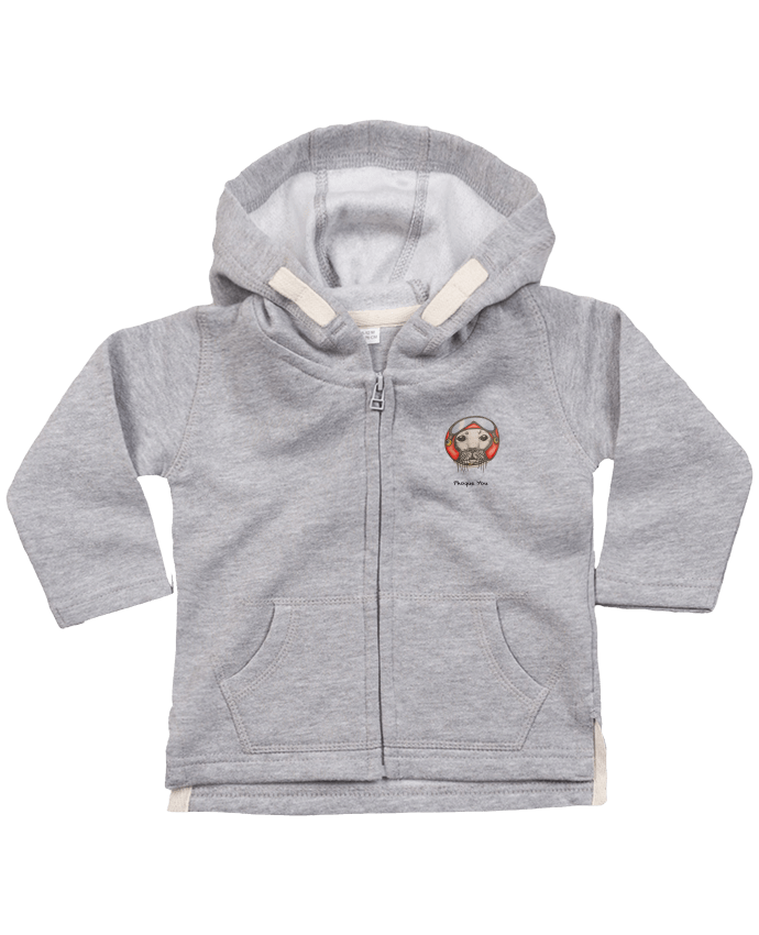 Hoddie with zip for baby PHOQUE YOU by La Paloma