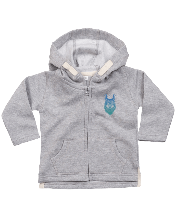 Hoddie with zip for baby Deer-Wolf by Balàzs Solti