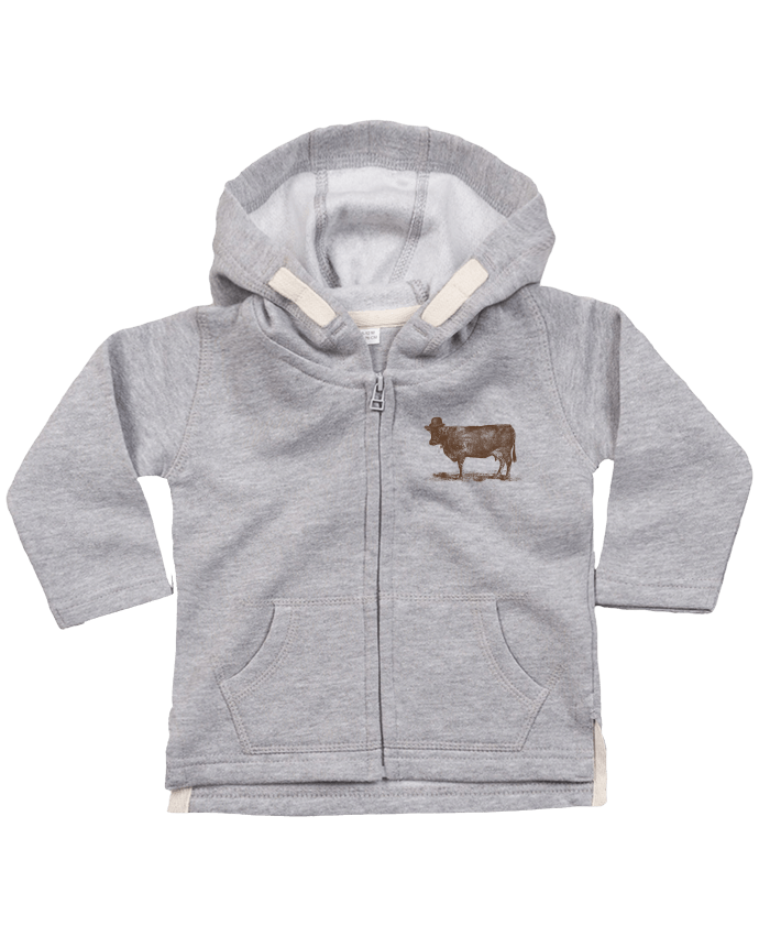 Hoddie with zip for baby Cow Cow Nut by Florent Bodart