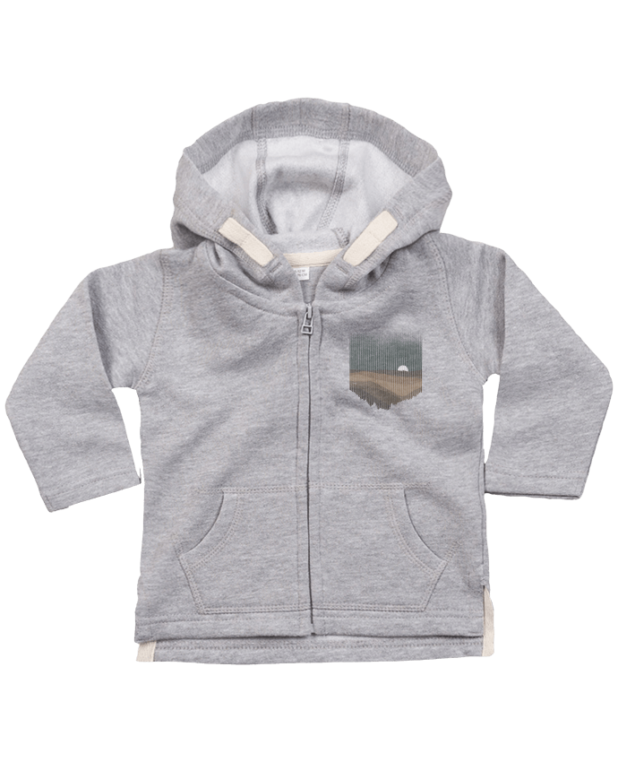 Hoddie with zip for baby Moonrise Sepia by Florent Bodart