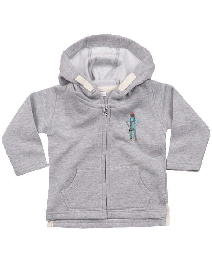 Hoddie with zip for baby Zissou in space by Florent Bodart