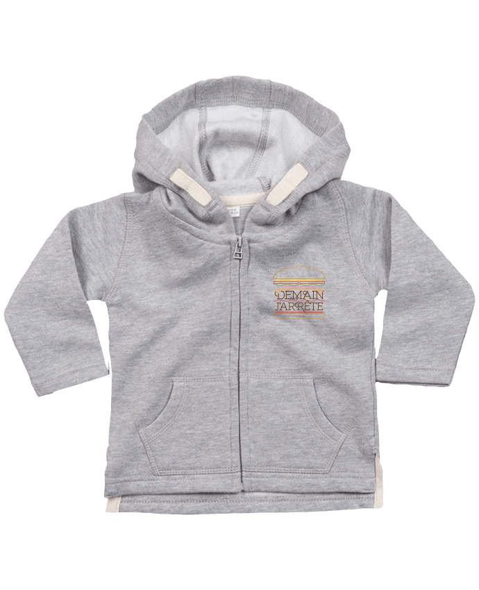 Sweat à capuche bébé zippé Promis, j'arrête les burgers par Promis