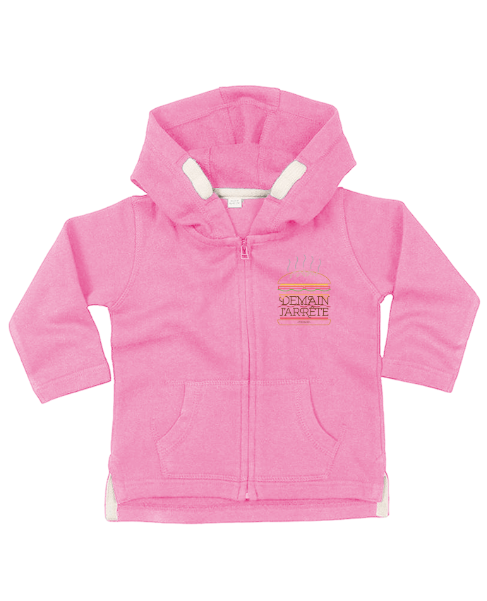 Hoddie with zip for baby Promis, j'arrête les burgers by Promis