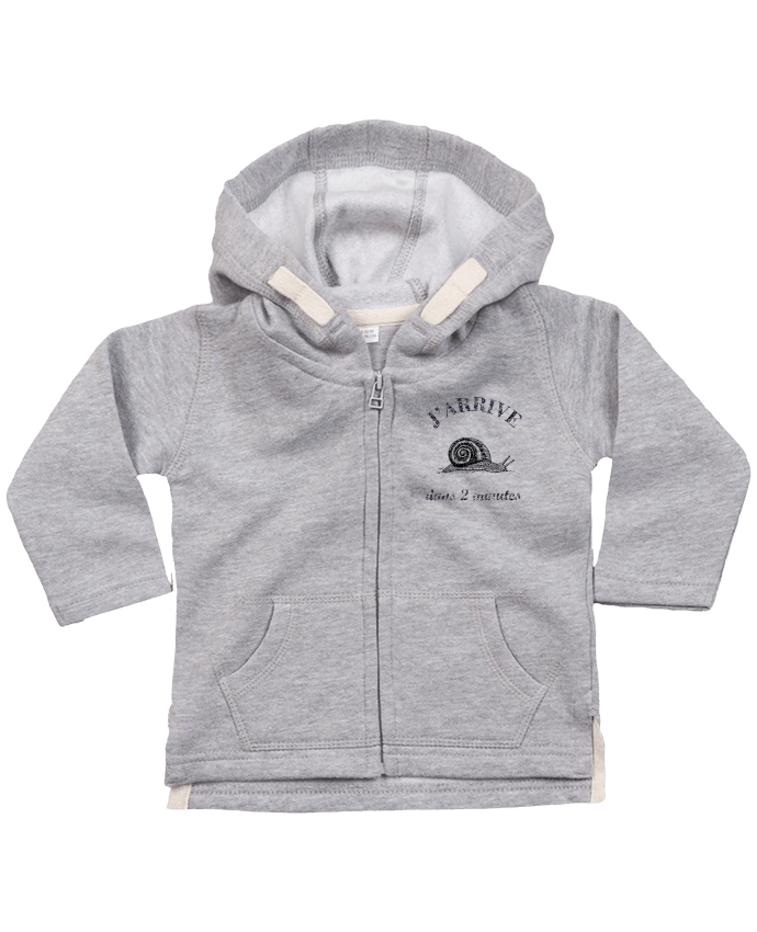 Hoddie with zip for baby J'arrive dans 2 minutes by Promis