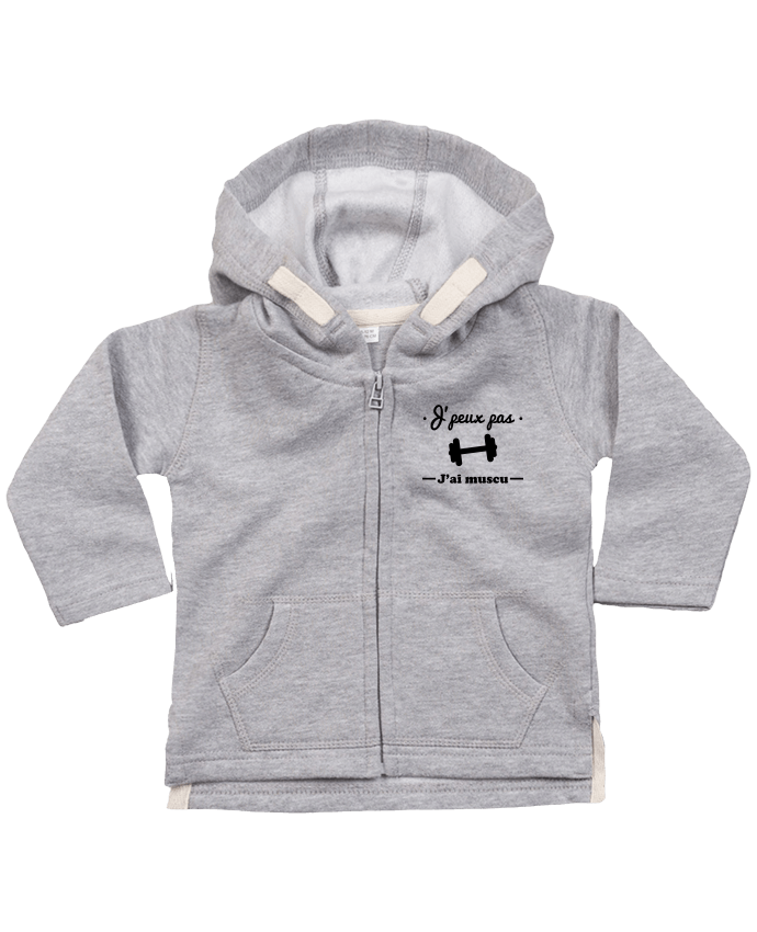 Hoddie with zip for baby J'peux pas j'ai muscu, musculation by Benichan