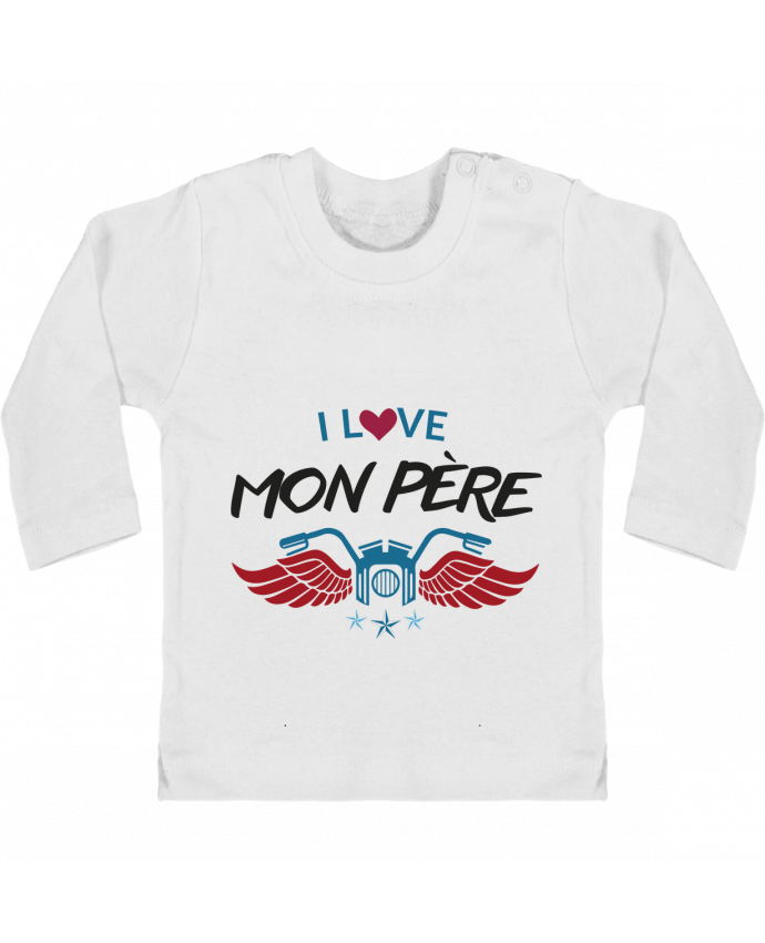 Baby T-shirt with press-studs long sleeve LOVE PAPA manches longues du designer IDÉ'IN