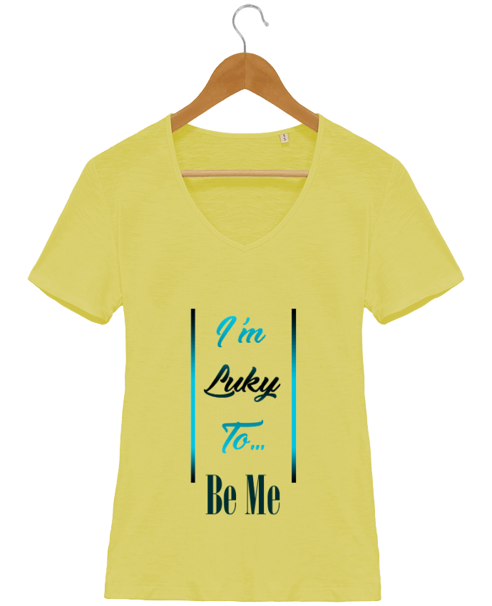 T-Shirt V-Neck Women Stella Chooses I'm lucky to be me by MotorWave's