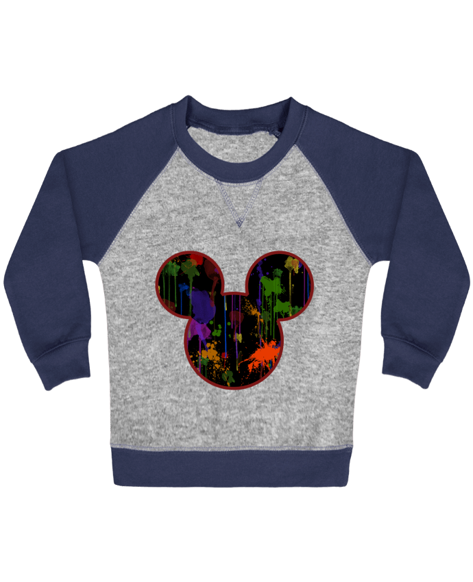 Sweat bébé manches contrastée Tete de Mickey version noir par Tasca