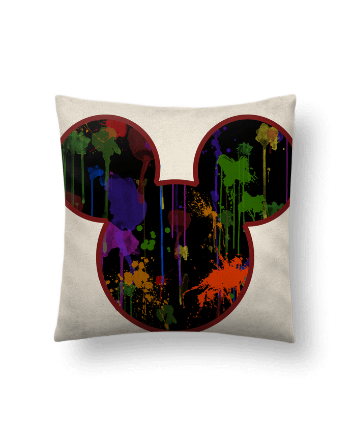 Coussin suédine Tete de Mickey version noir par Tasca