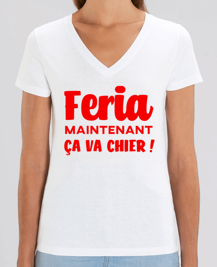 Tee Shirt Femme Col V Stella EVOKER Feria maintenant ça va chier Par  Mr Youpla