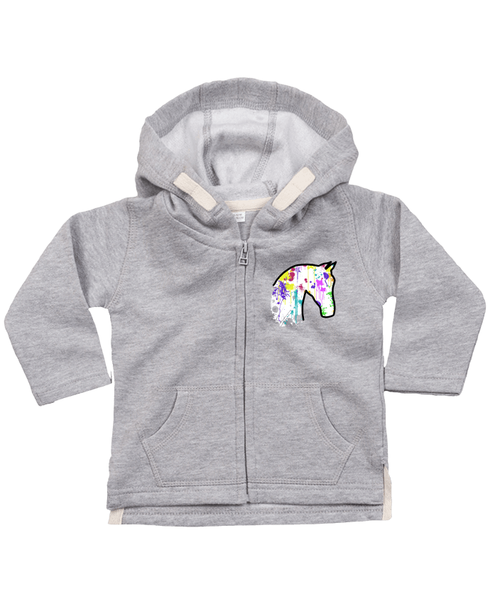 Hoddie with zip for baby Cheval éclaboussures by Tasca