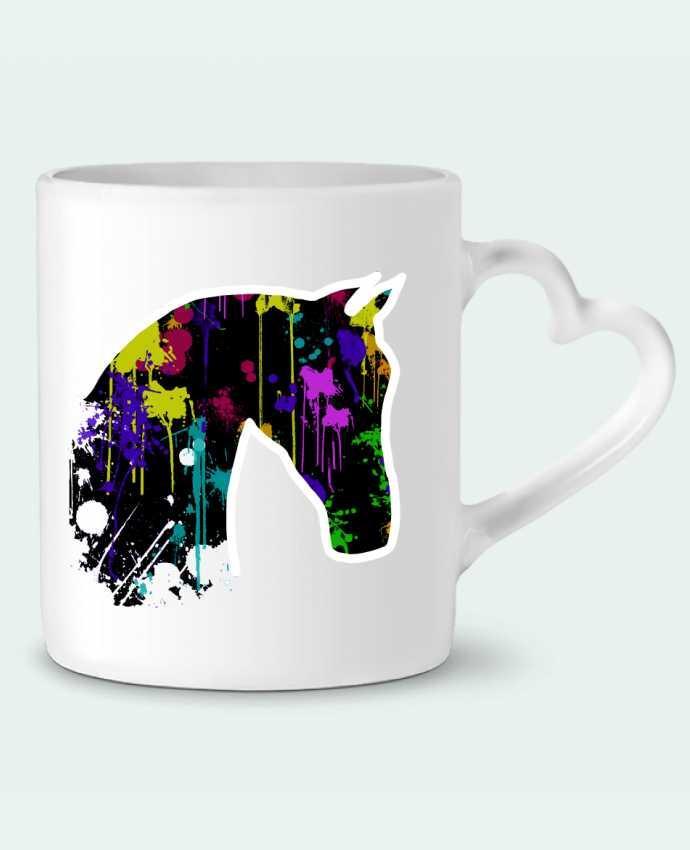 Mug coeur Cheval noir avec éclaboussures par Tasca