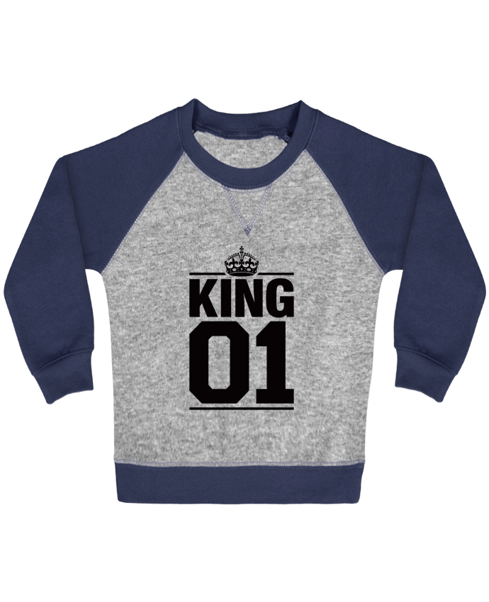 Sweat bébé manches contrastée King 01 par Freeyourshirt.com