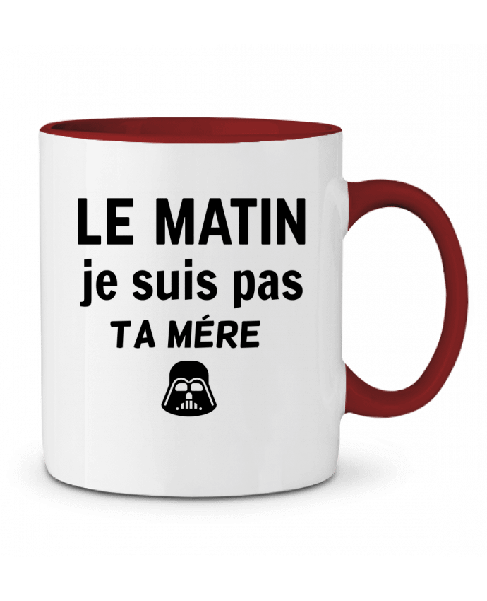 Mug bicolore le matin je suis pas ta mère dessin-art