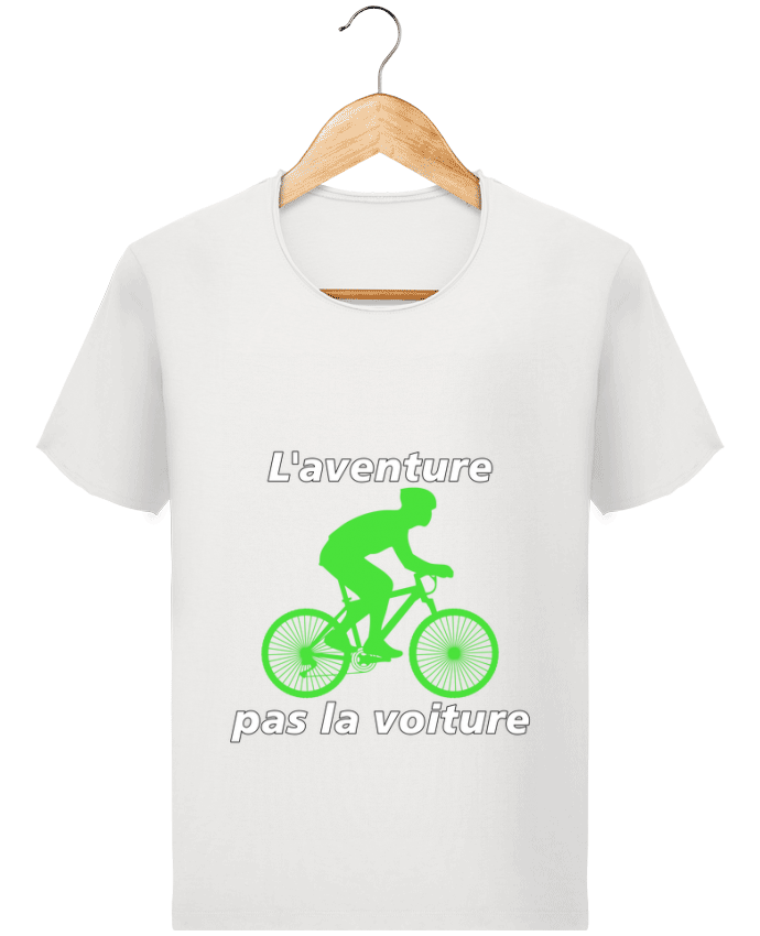  T-shirt Homme vintage L'aventure pas la voiture avec vélo vert par LV-CREATOR