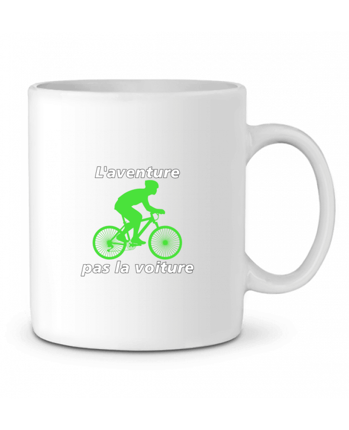 Mug  L'aventure pas la voiture avec vélo vert par LV-CREATOR