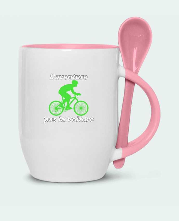  Tasse cuillère L'aventure pas la voiture avec vélo vert par LV-CREATOR