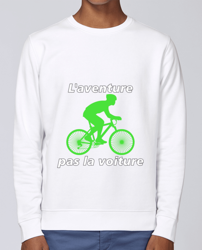 Sweatshirt L'aventure pas la voiture avec vélo vert par LV-CREATOR