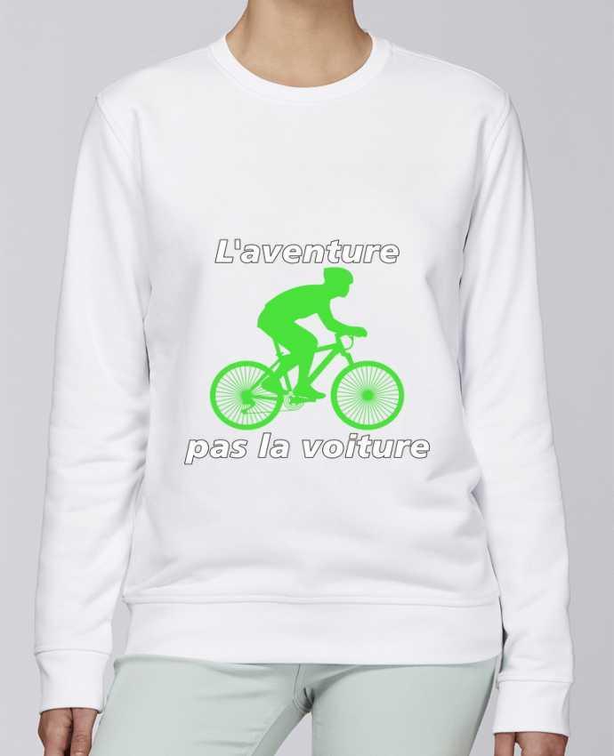 Sweatshirt L'aventure pas la voiture avec vélo vert par LV-CREATOR