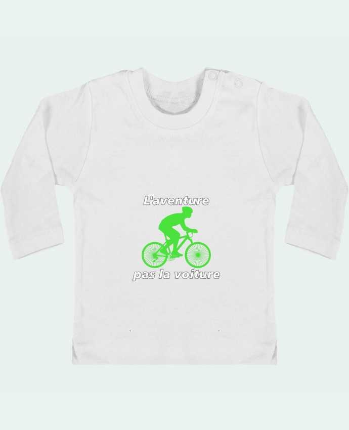 T-shirt bébé L'aventure pas la voiture avec vélo vert manches longues du designer LV-CREATOR