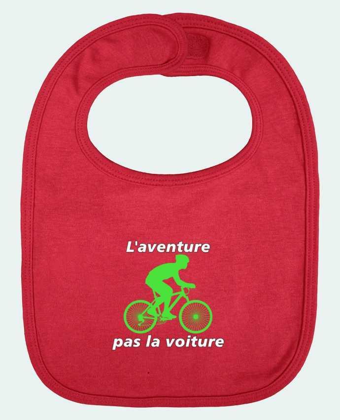 Bavoir bébé uni L'aventure pas la voiture avec vélo vert par LV-CREATOR