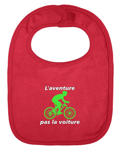 Bavoir bébé uni L'aventure pas la voiture avec vélo vert par LV-CREATOR