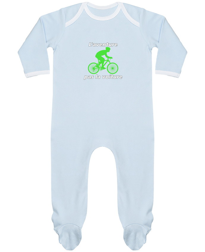 Body Pyjama Bébé L'aventure pas la voiture avec vélo vert par LV-CREATOR