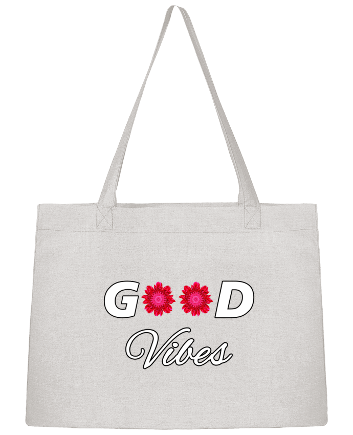 Sac Shopping Good Vibes avec Fleurs Roses et Rouges par LV-CREATOR