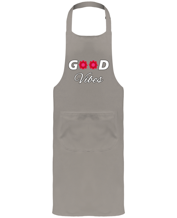 Tablier avec poches Good Vibes avec Fleurs Roses et Rouges par LV-CREATOR