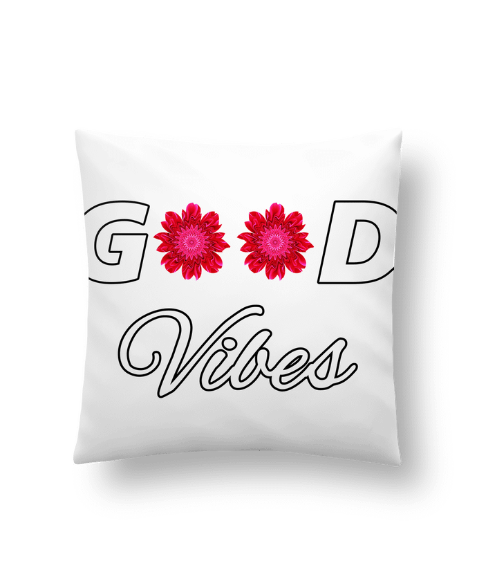 Coussin Good Vibes avec Fleurs Roses et Rouges par LV-CREATOR