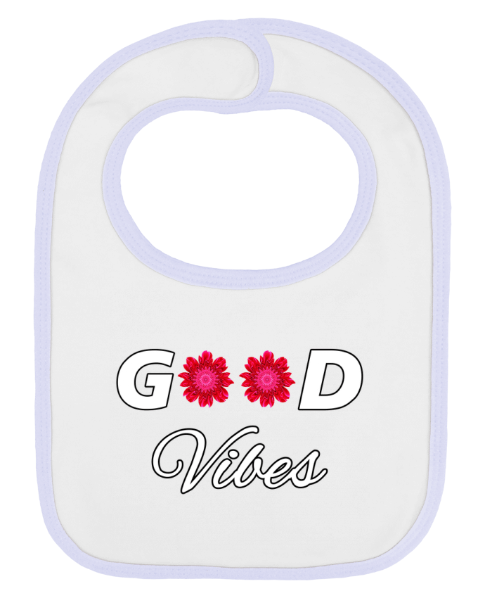 Bavoir bébé uni Good Vibes avec Fleurs Roses et Rouges par LV-CREATOR