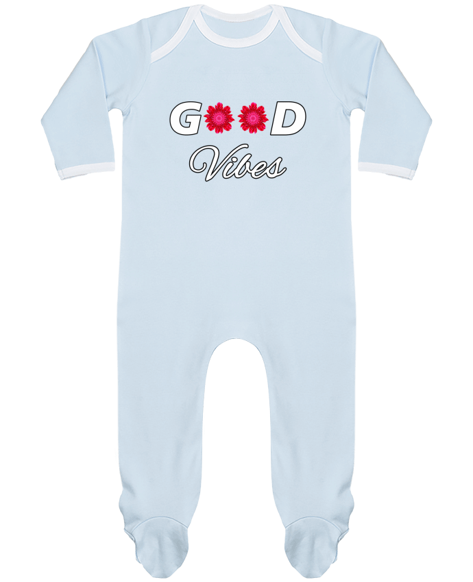 Body Pyjama Bébé Good Vibes avec Fleurs Roses et Rouges par LV-CREATOR