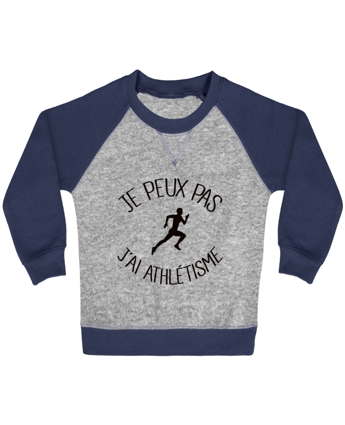 Sweat bébé manches contrastée Je peux pas j'ai Athlétisme par Freeyourshirt.com