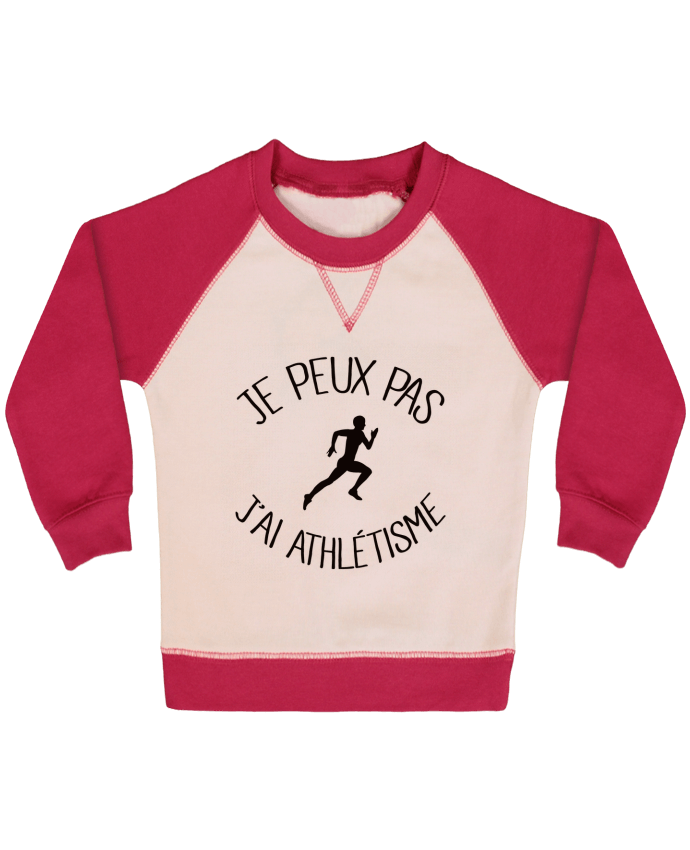 Sweat bébé manches contrastée Je peux pas j'ai Athlétisme par Freeyourshirt.com