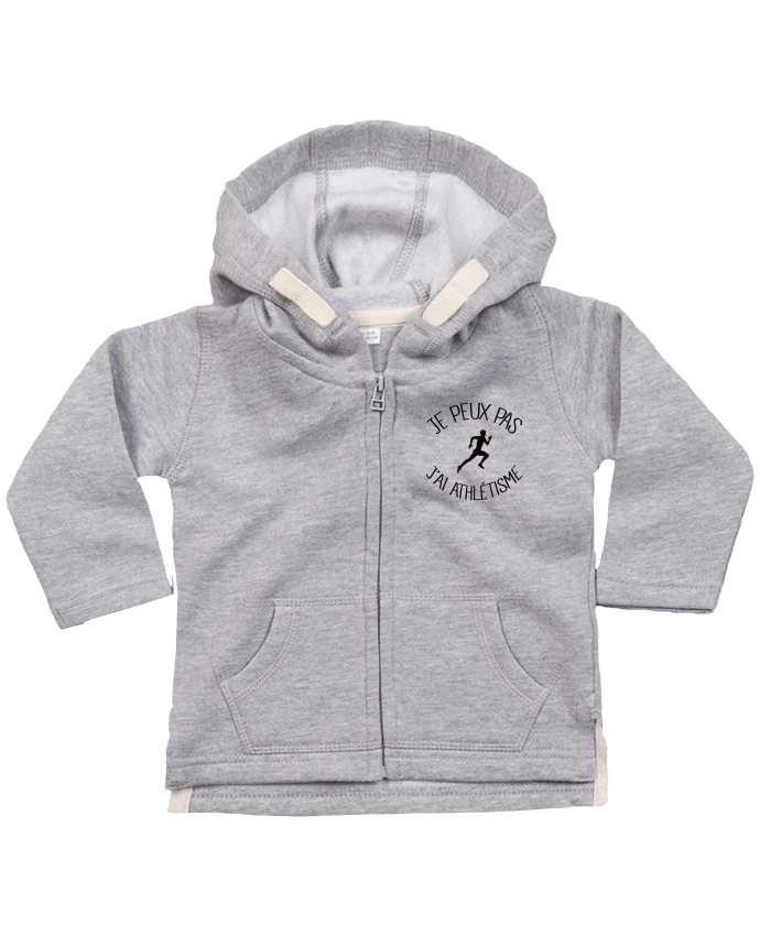 Sweat à capuche bébé zippé Je peux pas j'ai Athlétisme par Freeyourshirt.com