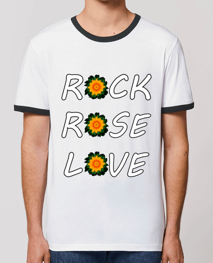 T-shirt Rock, Rose, Love avec fleurs Oranges et Vertes par LV-CREATOR