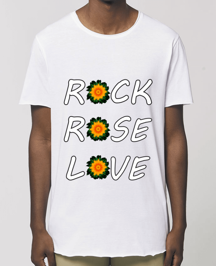 Tee-shirt Homme Rock, Rose, Love avec fleurs Oranges et Vertes Par  LV-CREATOR