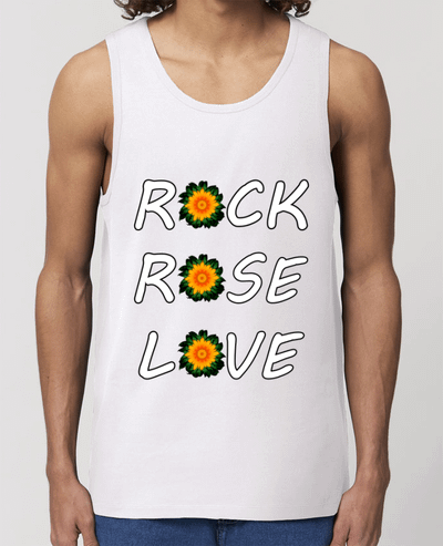 Débardeur Homme Rock, Rose, Love avec fleurs Oranges et Vertes Par LV-CREATOR
