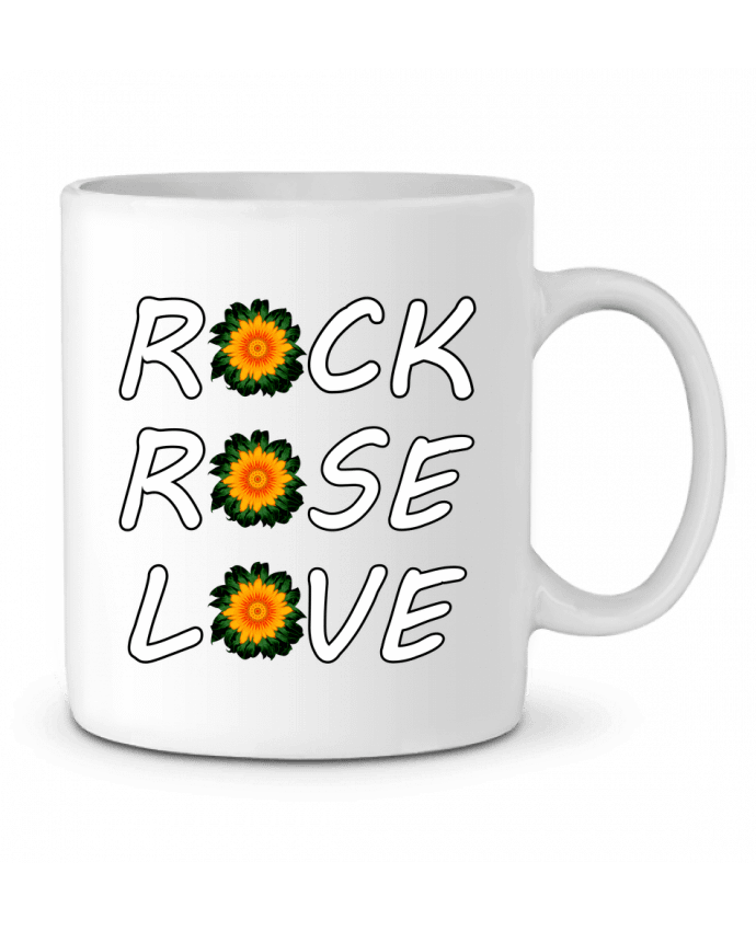 Mug  Rock, Rose, Love avec fleurs Oranges et Vertes par LV-CREATOR