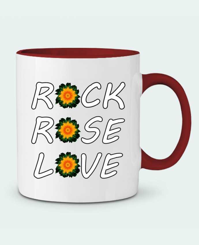 Mug bicolore Rock, Rose, Love avec fleurs Oranges et Vertes LV-CREATOR