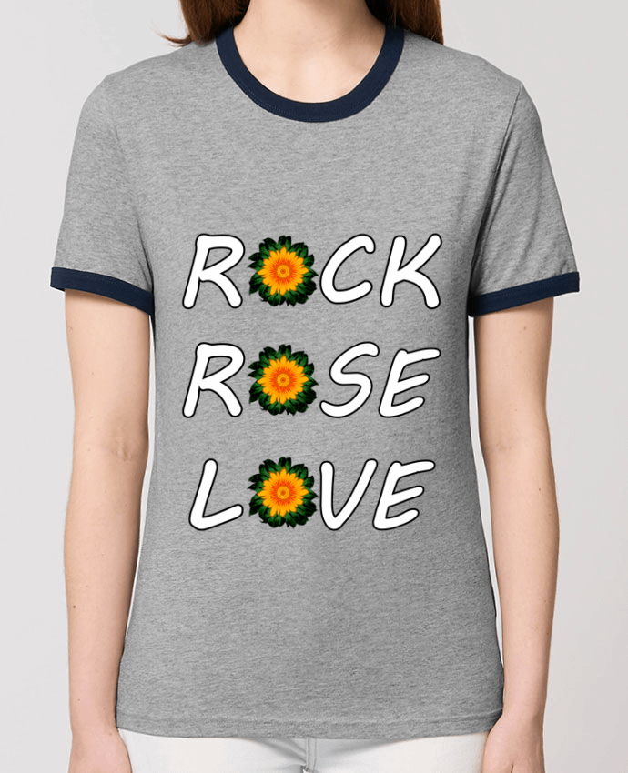 T-shirt Rock, Rose, Love avec fleurs Oranges et Vertes par LV-CREATOR